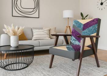 Krzesło Patchwork Kolorowe Vintage Pluszowe Retro Styl Loft Ręcznie Szyte P