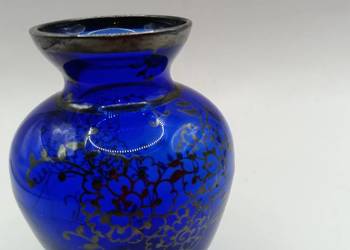 Wazon szklany vintage malowany srebrem