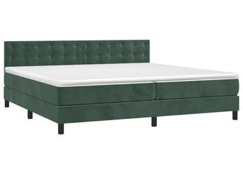 Łóżko kontynentalne z materacem i LED zielony aksamit 200x200cm WM-3134666