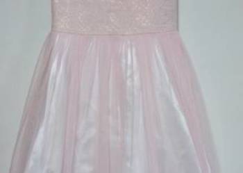 Sukienka wizytowa dziewczęca. Rozmiar 128. Stan bdb. Pudrowy róż.