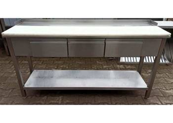 Stół Z Blatem Masarskim z Szufladami oraz Półką - 160/50/85 cm - Mc 328