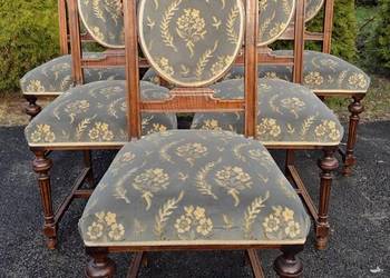 Komplet 6 pięknych orzechowych krzeseł. (nr 9288)