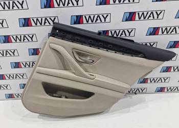 BMW 5 F10 F11 BOCZEK TAPICERKA DRZWI PRAWY TYŁ SKÓRA BEŻOWA ROLETKA