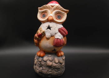 Ceramiczna figurka / świecznik / lampion sowa świąteczna