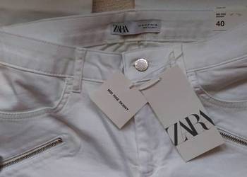 (40) ZARA/Białe spodnie, rurki ze zdobieniem z Madrytu/ NOWE