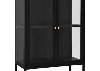 Szafka boczna czarna 75x35x105 cm stal i szkło WM-336070