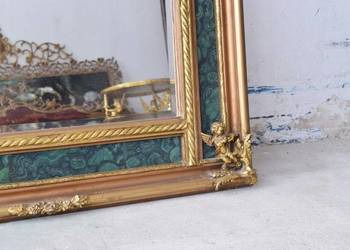 Pałacowe Barokowe Złote Zielone Lustro - Gruba Rama - 215 x 107 cm