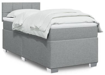 Łóżko kontynentalne z materacem jasnoszare tkanina 90x200 cm WM-3285771