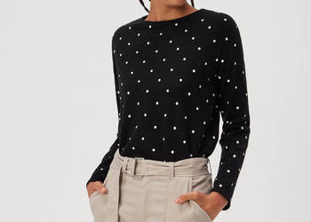 czarny sweter w kropki Sinsay