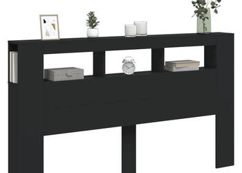 Wezgłowie łóżka z LED czarne 180x185x1035 cm WM-837359