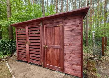 Domek narzędziowy drewniany z zamykaną drewutnią 2,5x1,1m