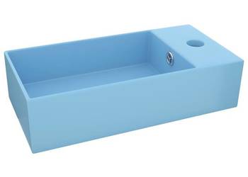 vidaXL Umywalka z otworem przelewowym, ceramika, błękitna(SKU:146989)