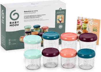 Babymoov szklane pojemniki z wieczkami MULTISET (4× 100 ml + 4× 220 ml)