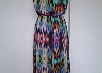 Śliczna asymetryczna długa sukienka maxi bez ramiączek wiązana 42