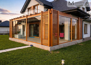 Zadaszenie na taras narożny | Szkło i drewno | Premium jakość