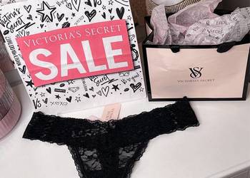 Majtki M 38 Victoria’s Secret  stringi koronkowe czarne oryginalne