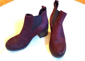 Bordowe zamszowe skórzane botki Lasocki r. 41.