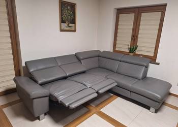 Narożnik wypoczynek skórzany skóra naturalna VITO elektryczny RELAX