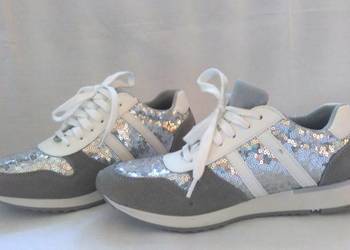 Buty srebrne Sportowe eleganckie Damskie r. 37,5-38 NOWE