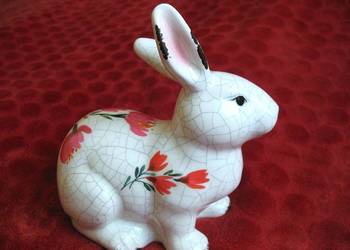 Zając - z efektem crackle - porcelana - 17 x 17 x 10 cm królik