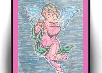 amorek obrazek A4, aniołek obrazek 21x30, plakat z amorkiem z aniołkiem