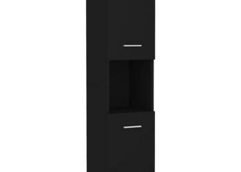 Szafka łazienkowa czarna 30x30x130 cm materiał drewnopochodny WM-804998