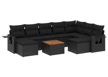 10-cz. zestaw wypoczynkowy do ogrodu poduszki czarny rattan PE WM-3224844