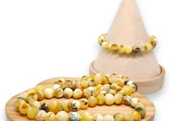 Komplet korale i bransoletka z bursztynu bałtyckiego barok matowy #970