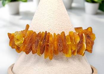 Bransoletka z bursztynu, BURSZTYN bałtycki sieczka surowa koniak #846