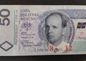 Banknot Unia Polityki Realnej 1997 Wybory Banknot Unia Polityki Realnej 1997 Wybory