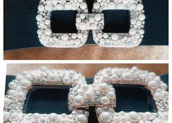 Pasek Damski-GUMA OZDOBNA BIŻUTERIA /cekiny /kamienie