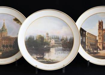 Trzy talerze dekoracyjne KPM Berlin porcelana