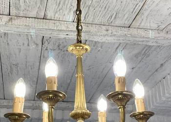 Francuski Żyrandol nr. 27 mosiądz 6-ram Antyk