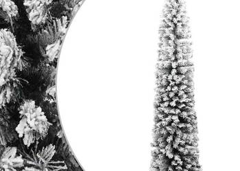 vidaXL Smukła, sztuczna choinka, zielona, ośnieżona, 240 cm, PVC(SKU:320956