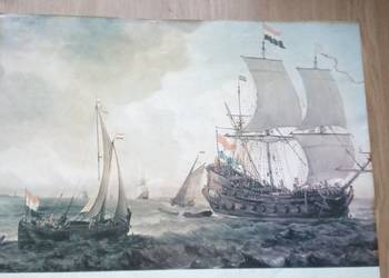 Plakat z okrętem wojennym z lat PRL.