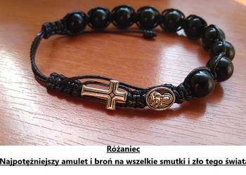 Męski różaniec/bransoletka na rękę z krzyżykiem i Maryją