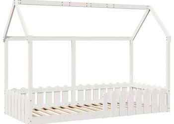 Rama łóżka dziecięcego z domkiem biała sosnowa 90x200 cm WM-850687