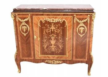 Piękna Komoda Empire - Drewno + Mosiądz Szafa - Intarsje Malunki Marmur