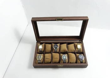 Eleganckie Drewniane Pudełko na 12 Zegarków – Styl Vintage