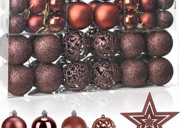 NOWE Bombki Choinkowe Zestaw XXL 101 szt Brązowe Wzory + Gwiazda