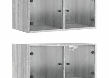 Szafki wiszące 2 szt. szklane drzwi szary dąb sonoma WM-836508