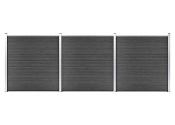 vidaXL Zestaw ogrodzeniowy z WPC, 526x186 cm, czarny(SKU:3070430)
