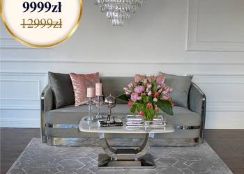 Sofa MADONNA 3 os. Szara Welwet – Nowoczesna Srebrna Kanapa Glamour Sofa MADONNA 3 os. Szara Welwet – Nowoczesna Srebrna Kanapa Glamour