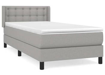 Łóżko kontynentalne z materacem jasnoszare tkanina 90x200 cm WM-3130001