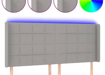 Zagłówek do łóżka z LED jasnoszary 163x16x118/128 cm tkanina WM-3124054