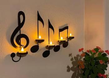 Świeczniki nuty zestaw 4 szt ? dekoracja ścienna
