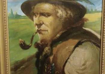 Góral z fajką, obraz olejny, Janusz Janowski