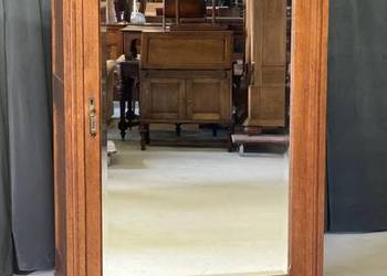 Dębowa szafa Art Deco z lustrem i szufladą