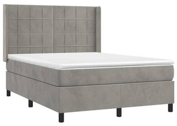 Łóżko kontynentalne z materacem i LED szare aksamit 140x200cm WM-3139565