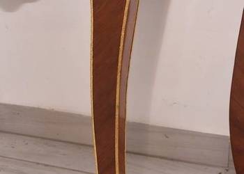 Komoda Intarsjowana - 2 Szuflady - Drewniana Szafka Konsola Marmurowy Blat